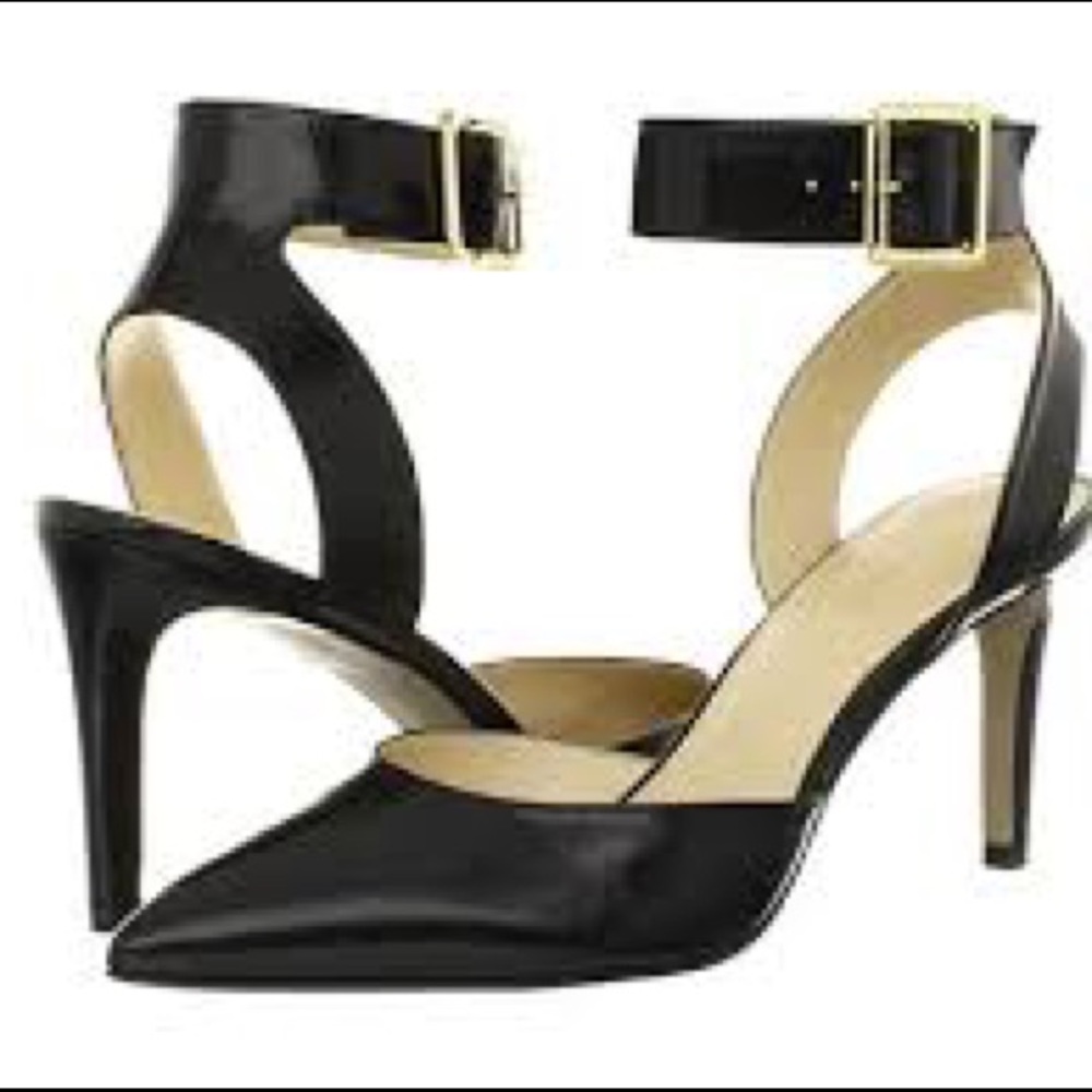 Nine West women 8.5 Black leather sling back heels